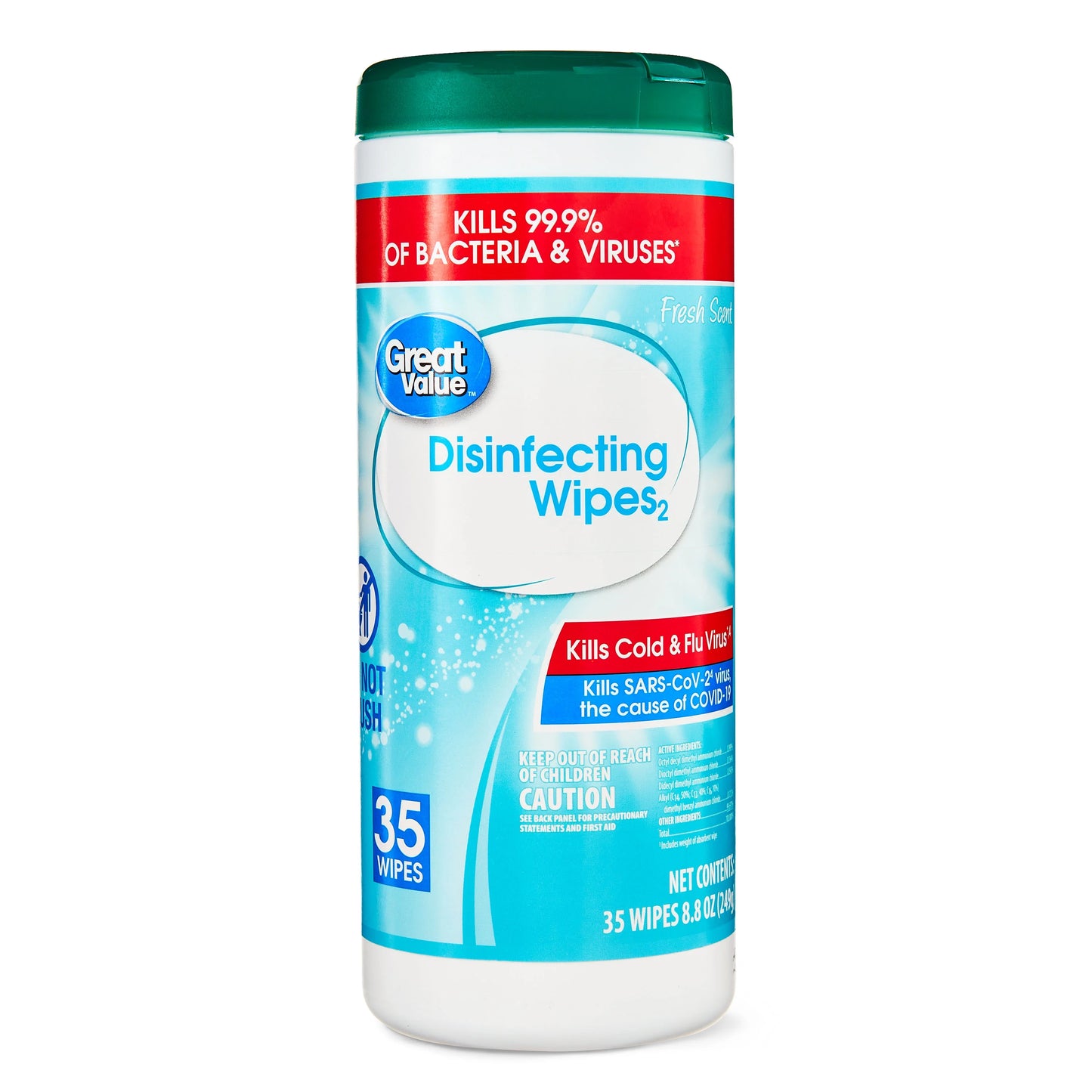 Great Value Disinfecting Wipes – 35 Count, Lemon or Fresh Scent
