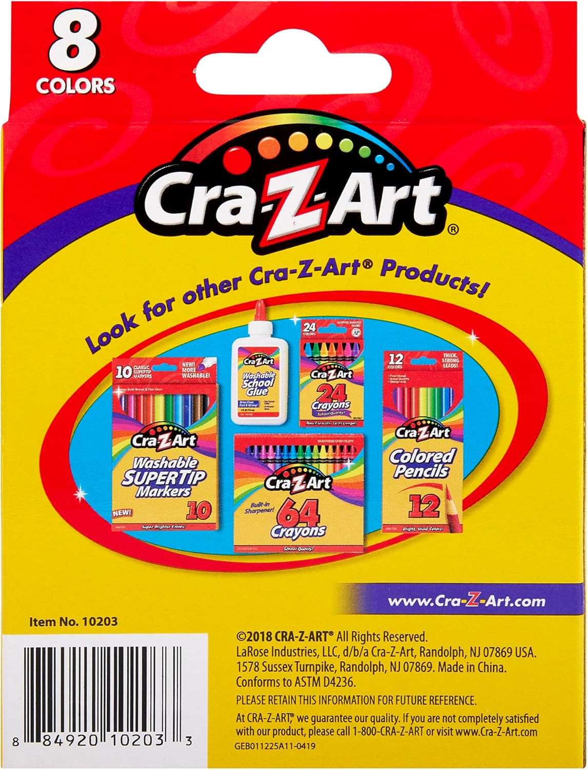 Cra-Z-Art 8ct Jumbo Crayons for Children, Back to School Essential for Ages 3 and Up