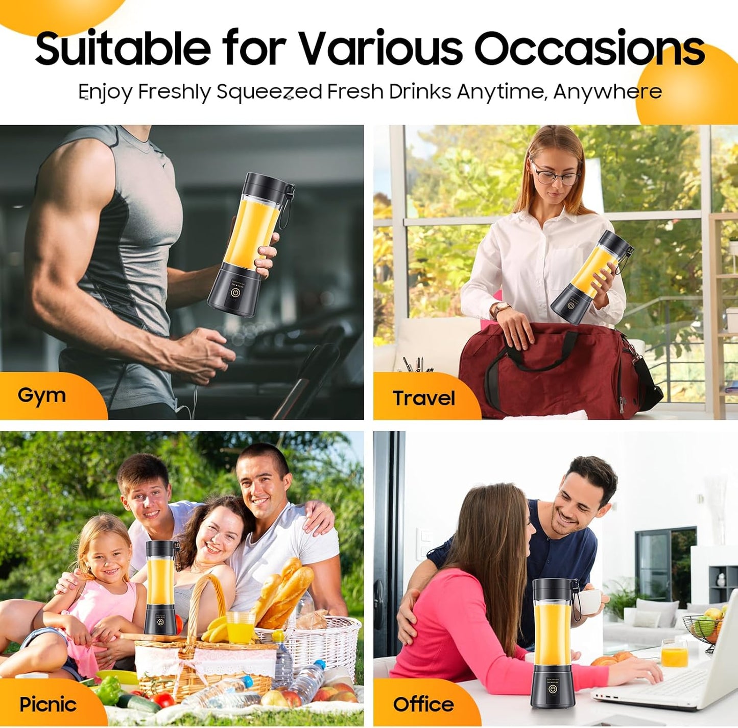 Portable USB Rechargeable Blender – 6-Blade Mini Smoothie & Juice Maker