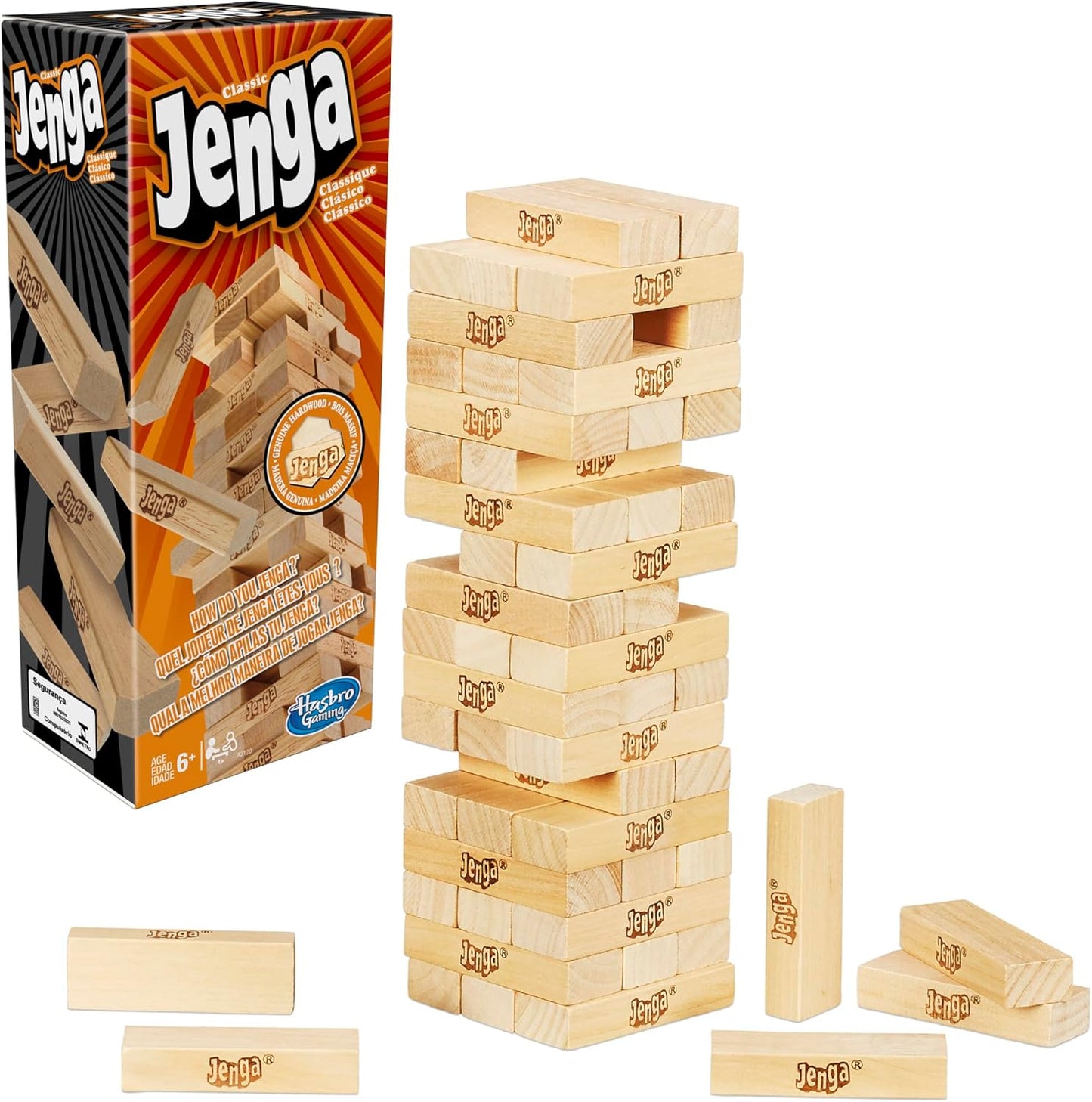 Jenga Game | The Original Wood Block Game with Genuine Hardwood Blocks