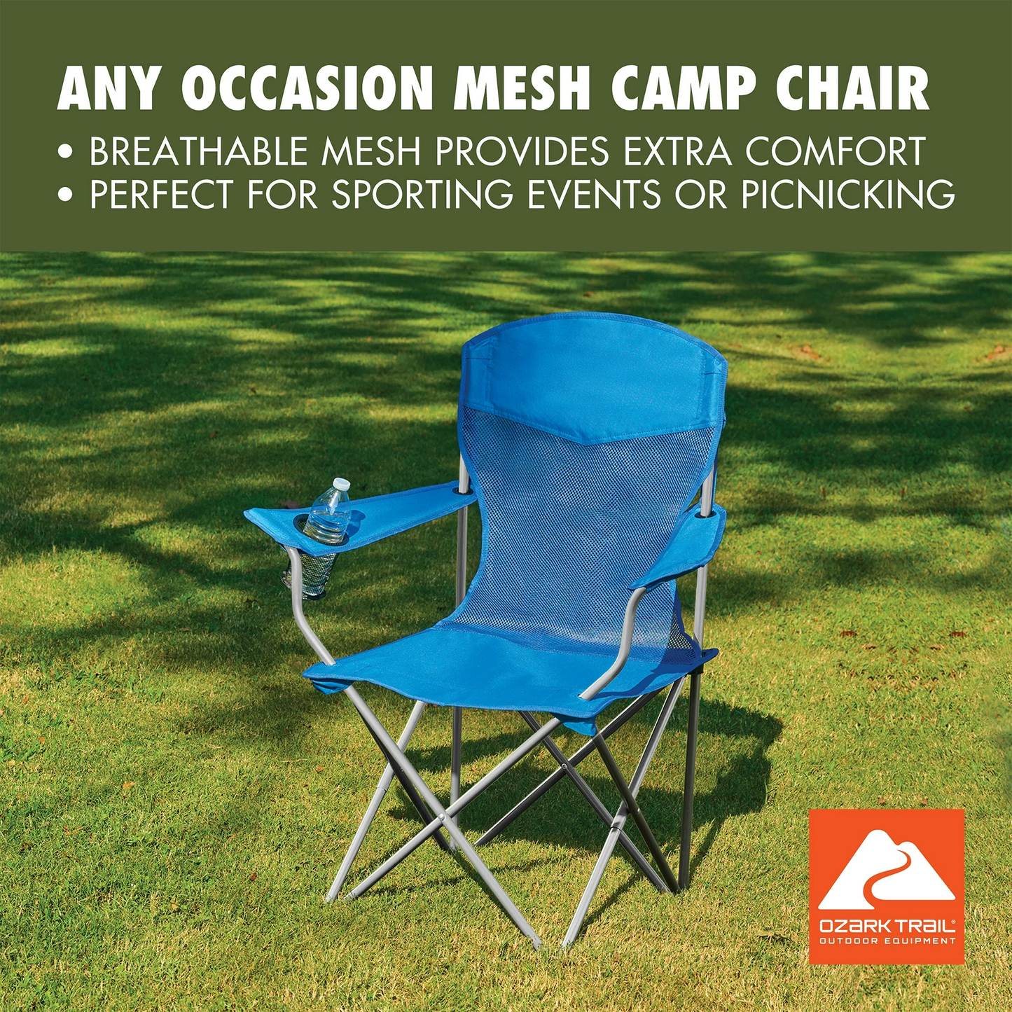 Ozark Trail Basic Mesh Chair, Blue – Lightweight & Portable for Adults