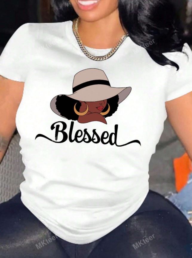Figure and letter graphic Tee - Blessed