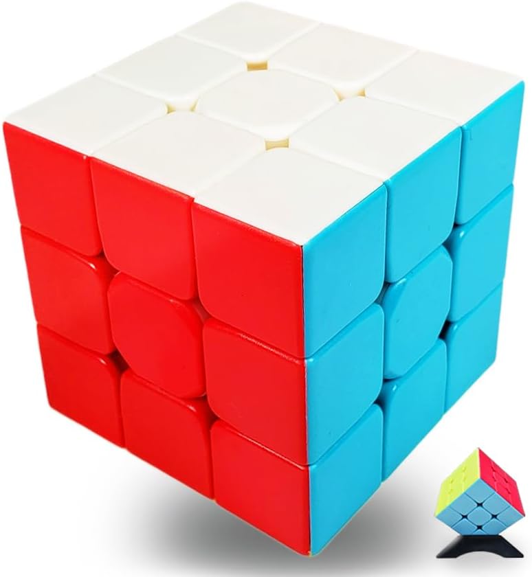 INTEGEAR Speed Cube 3x3 Stickerless with Stand and Tutorial – Easy Turning, Smooth Play, Durable Magic Puzzle Toy for Kids and Adults