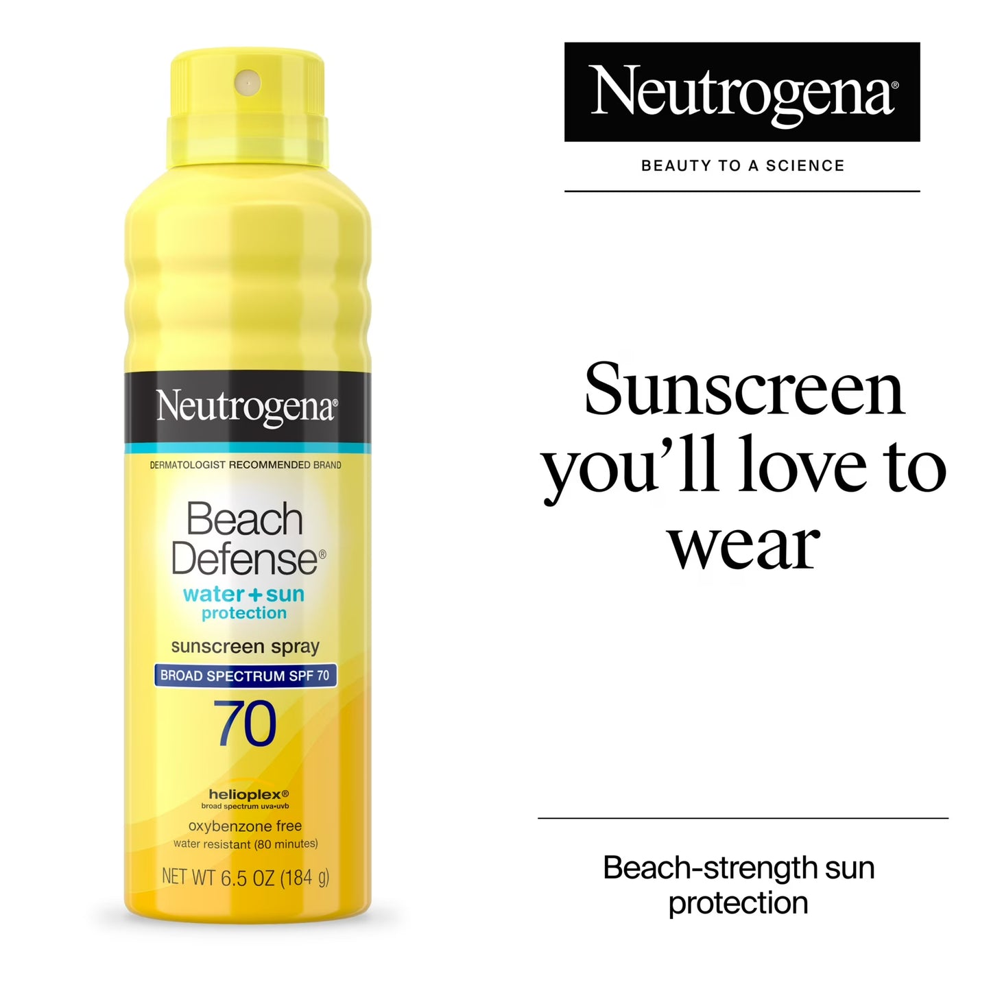 Neutrogena Beach Defense Sunscreen Spray SPF 70 – Broad Spectrum UVA/UVB Protection, Water-Resistant, 6.5 oz