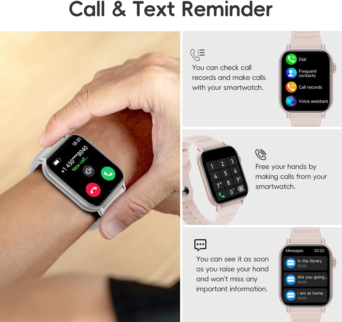 Smart Watch – Fitness Tracker with Bluetooth Calls, Heart Rate & Sleep Monitor, 100 Sports Modes, Waterproof, Compatible with iOS & Android