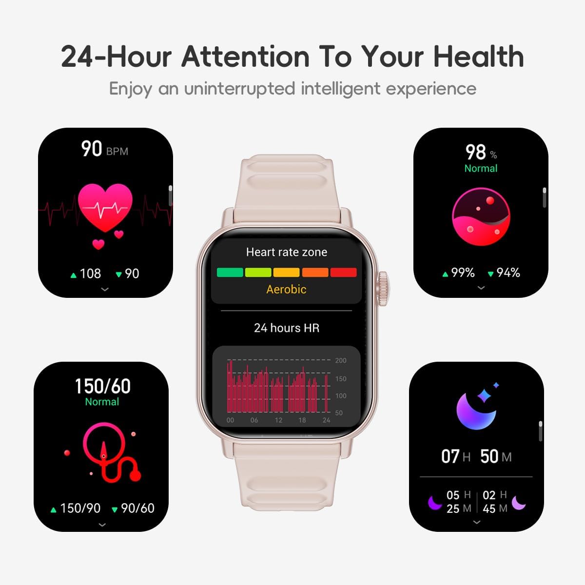 Smart Watch – Fitness Tracker with Bluetooth Calls, Heart Rate & Sleep Monitor, 100 Sports Modes, Waterproof, Compatible with iOS & Android