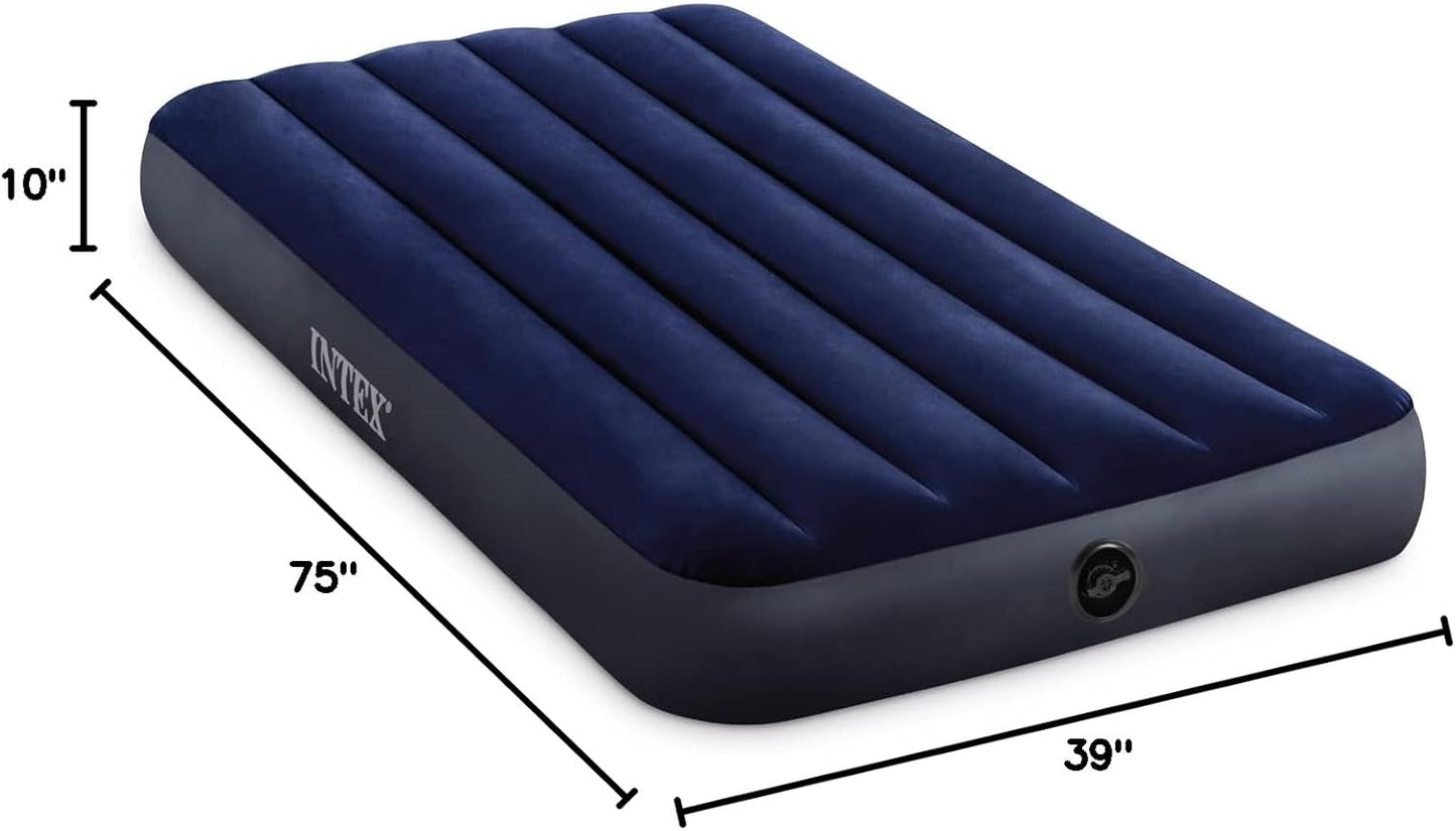 Intex DuraBeam Standard Downy Air Mattress – Twin Size, 10" Height + FREE Pump