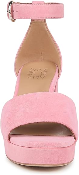 Women’s Platform Sandal – Flamingo Pink Suede Block Heel Dress Sandal