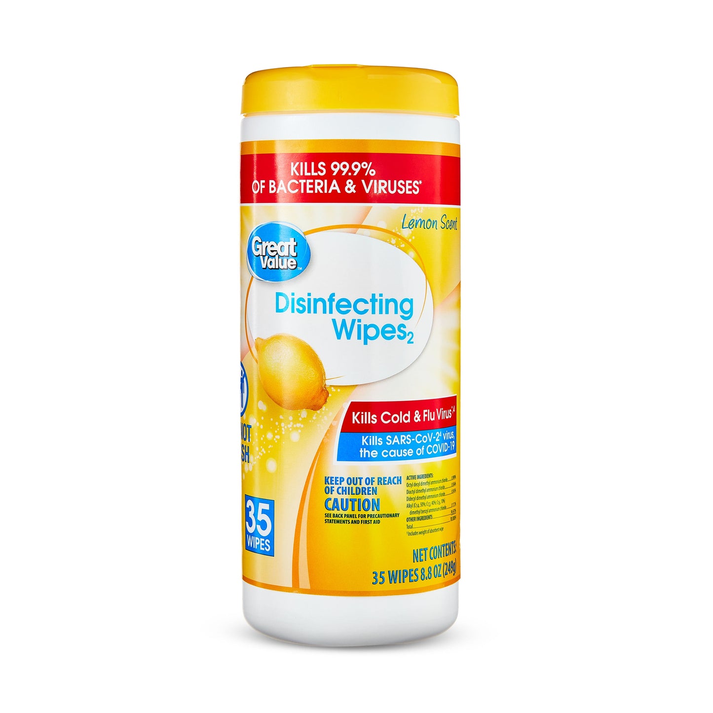 Great Value Disinfecting Wipes – 35 Count, Lemon or Fresh Scent