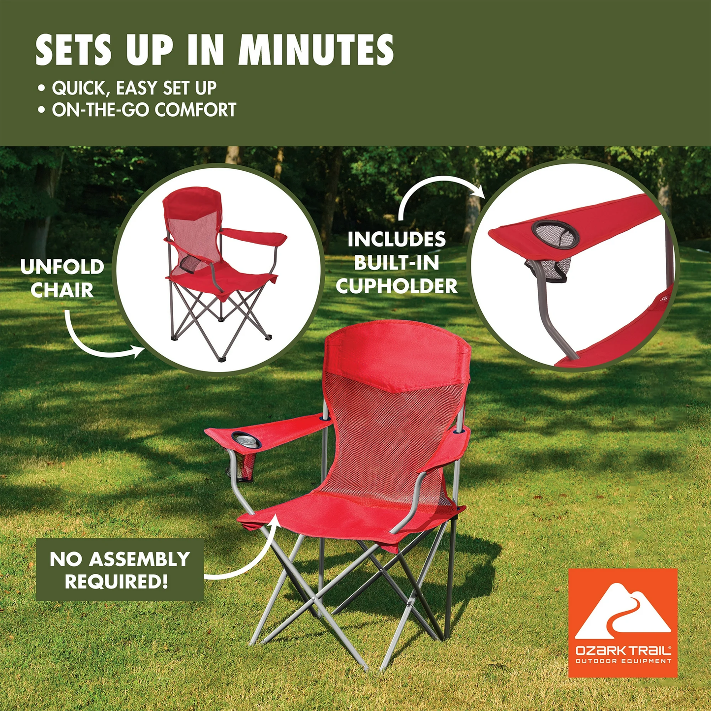 Ozark Trail Basic Mesh Chair Red – Lightweight & Portable for Adults