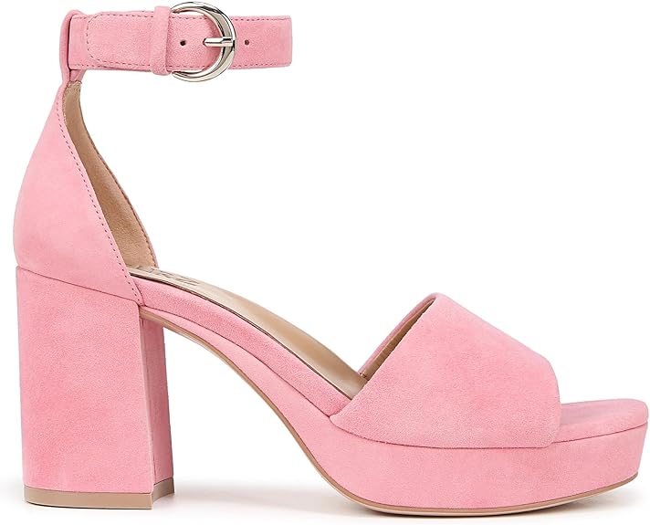 Women’s Platform Sandal – Flamingo Pink Suede Block Heel Dress Sandal