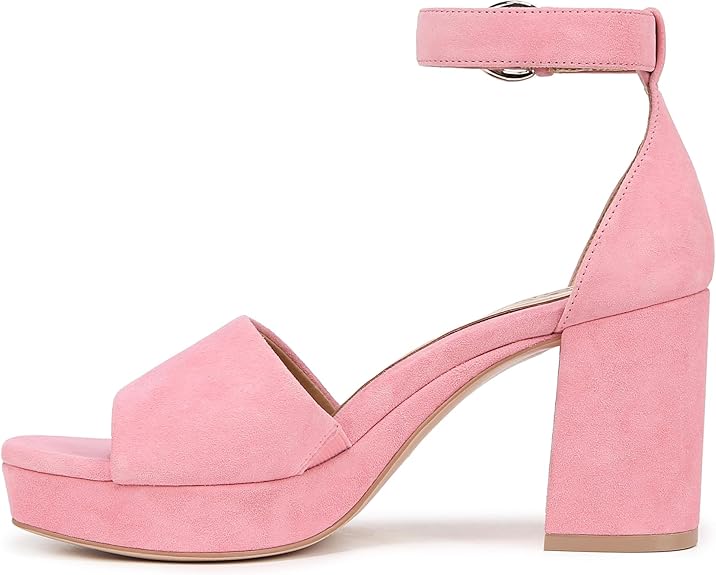 Women’s Platform Sandal – Flamingo Pink Suede Block Heel Dress Sandal