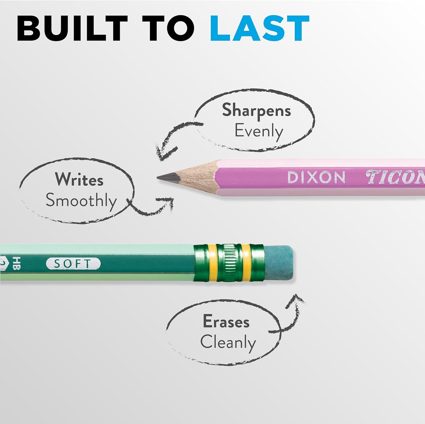 Ticonderoga X13910 Striped Wood-Cased Pencils, 2 HB Soft, Pre-Sharpened – 10 Count, Assorted Colors