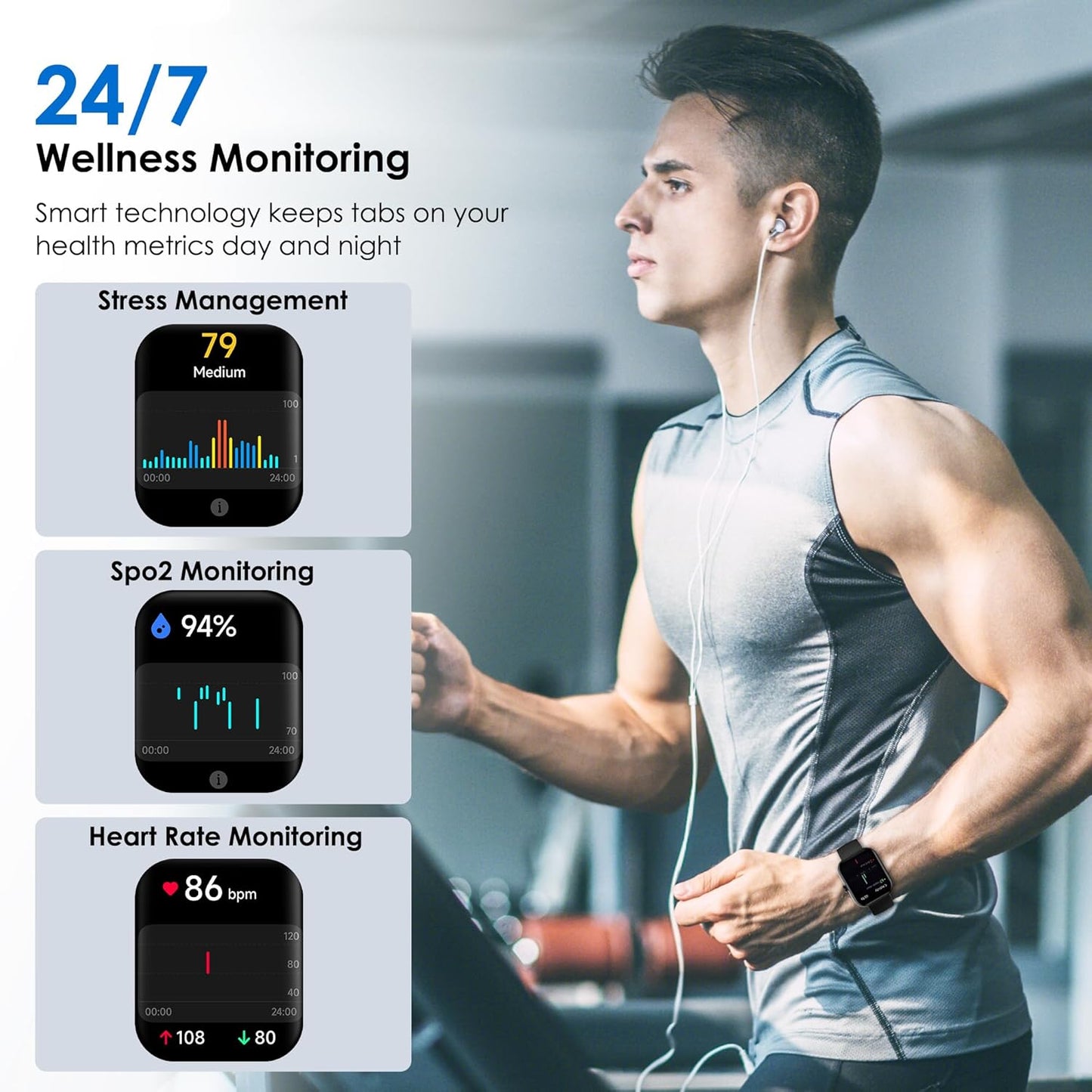 Smart Watch for Men & Women – 1.91" Touchscreen, Bluetooth Calling, 100+ Sports Modes, Heart Rate, SpO2 & Sleep Monitor, IP68 Waterproof, Alexa Built-In