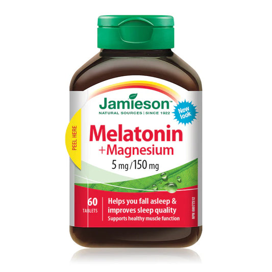 Jamieson Melatonin + Magnesium – Stress & Sleep Support Capsules