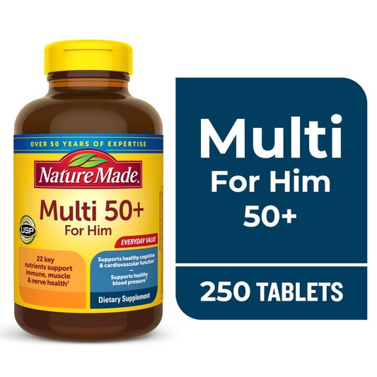Nature Made Multivitamin for Men 50+ – 250 Tablets (250-Day Supply)