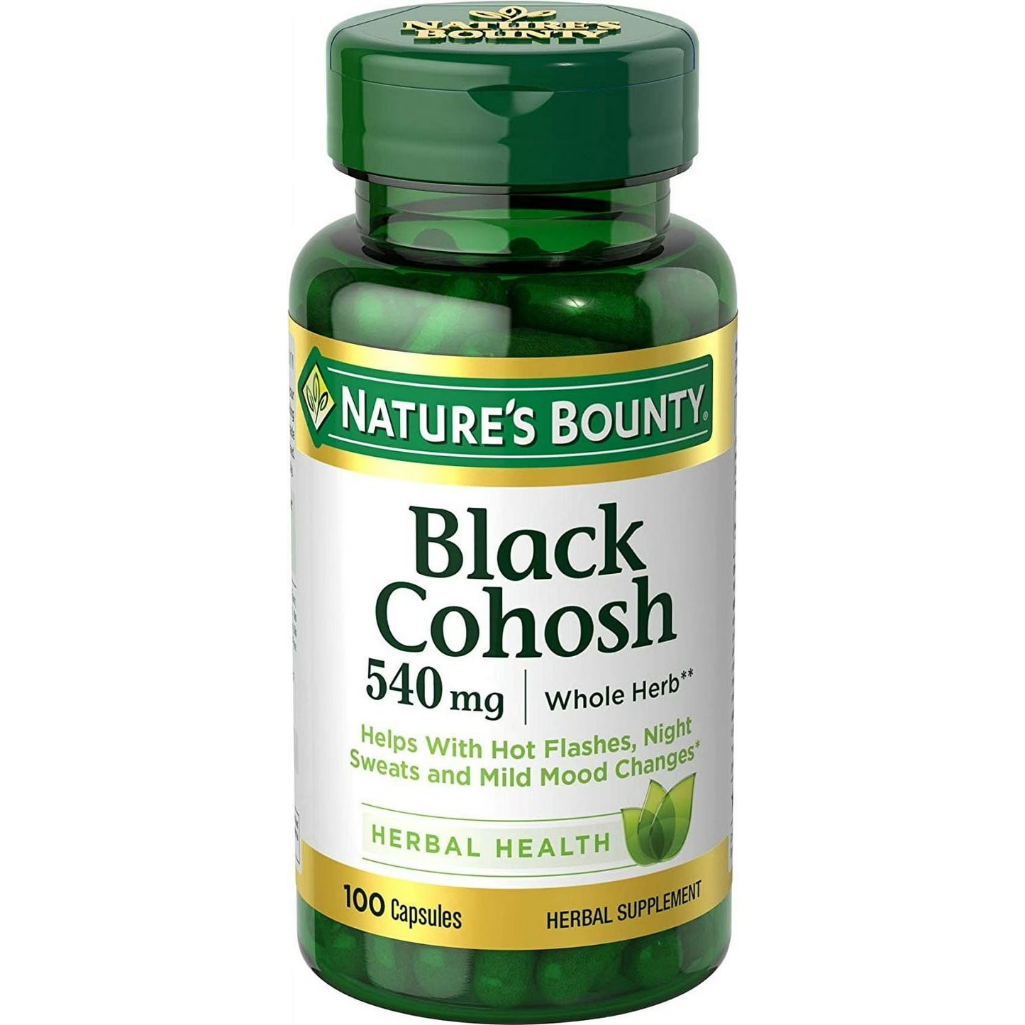 Nature’s Bounty Black Cohosh 540 mg Capsules – Menopause Support Herbal Supplement, 100 Capsules