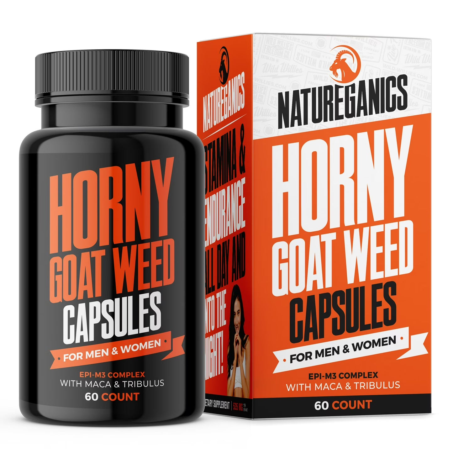 Natureganics Horny Goat Weed Capsules – Sexual Health & Energy Support Supplement for Men & Women, 60 Capsules
