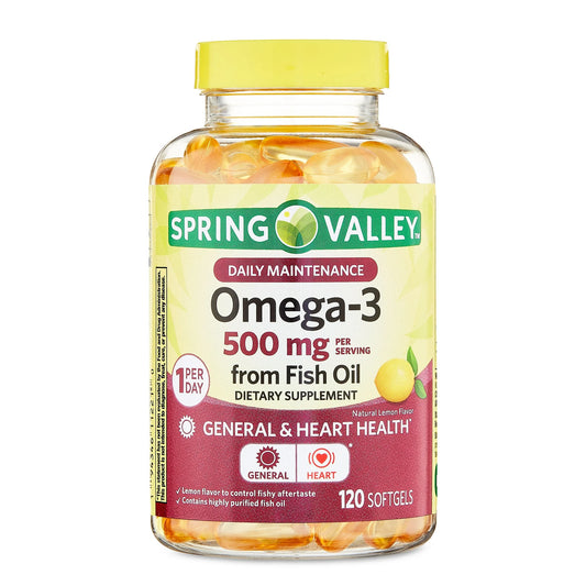 Spring Valley Daily Maintenance Omega-3 from Fish Oil Dietary Supplement, 500 mg, 120 Count