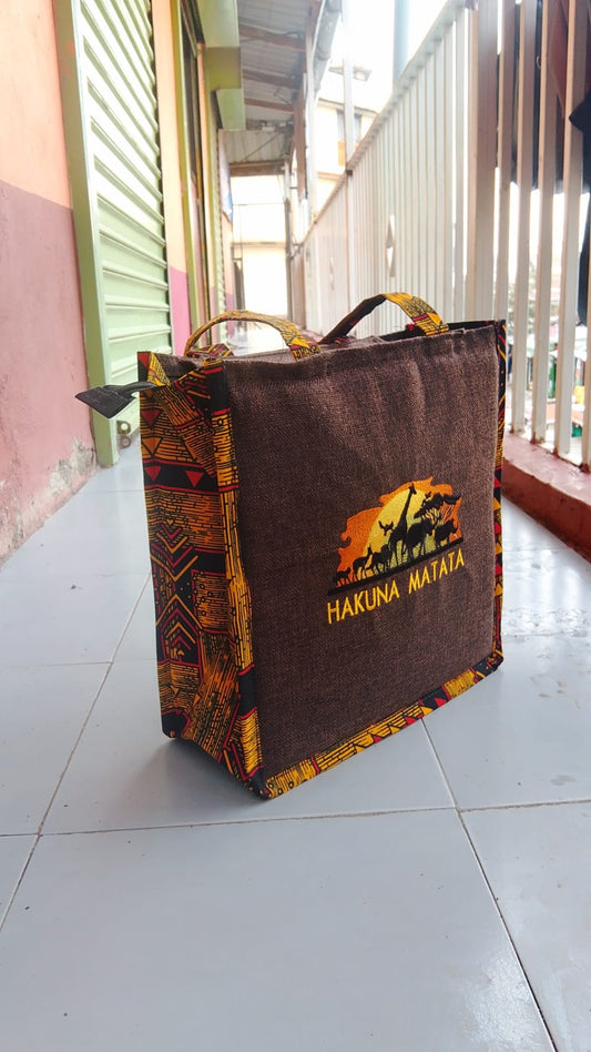 Hakuna Matata Jute Tote Bag – African Safari Inspired Eco-Friendly Carry Bag