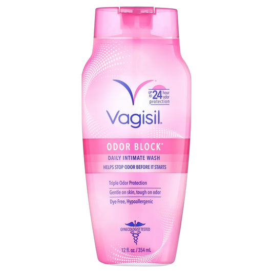 Vagisil Odor Block Daily Intimate Vaginal Wash – 24-Hour Odor Protection, Hypoallergenic, Gentle Feminine Wash, 12 fl oz